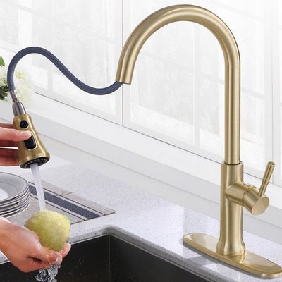 Почищенное щеткой золото Faucet таза степени смесителя 36O горячей и холодной воды SUS304 роторный