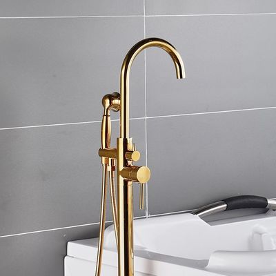 Пол золота ODM OEM - установленный Faucet TUV ушата держателя пола Faucet ванны красивый